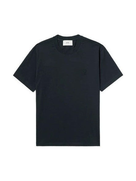 AMI PARIS EMBROIDERED MINI LOGO BLACK ON BLACK T SHIRT AMI PARIS The Hype Company