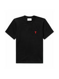 AMI PARIS EMBROIDERED MINI LOGO CHEST BLACK T SHIRT AMI PARIS The Hype Company