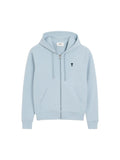 AMI PARIS LIGHT BLUE COTTON BLACK AMI DE COEUR ZIP UP HOODIE