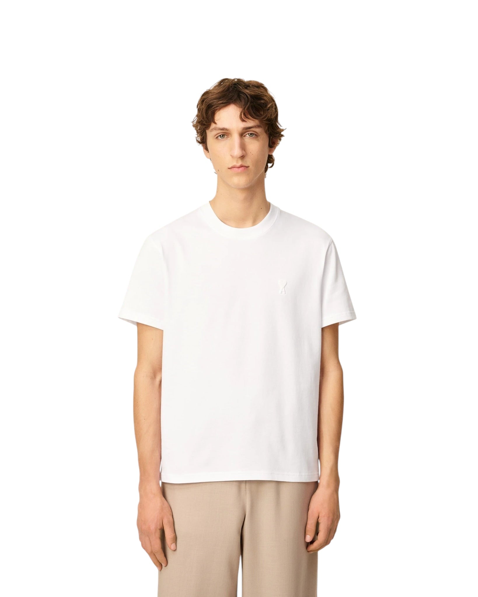 AMI PARIS WHITE ORGANIC COTTON T-SHIRT