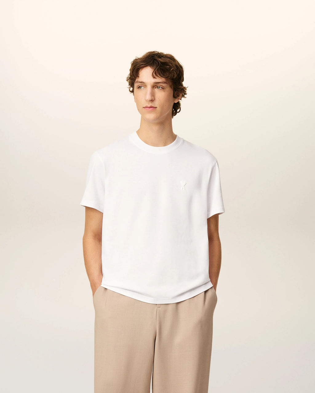 AMI PARIS WHITE ORGANIC COTTON T-SHIRT