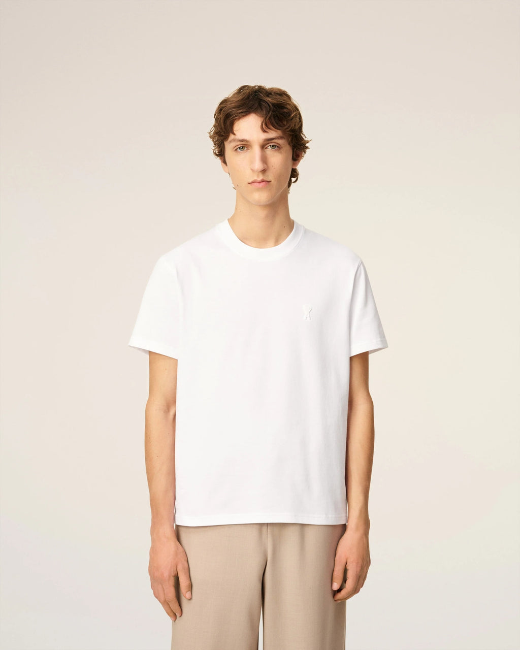 AMI PARIS WHITE ORGANIC COTTON T-SHIRT