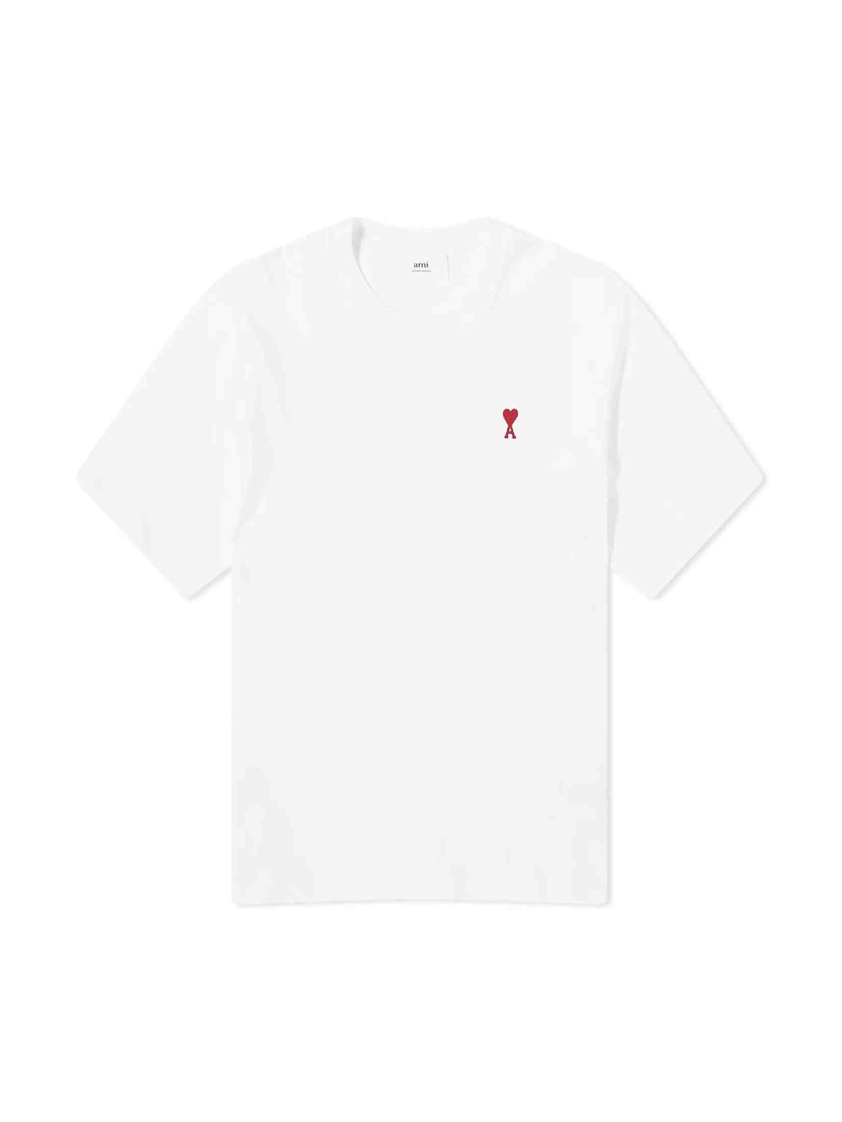 AMI PARIS WHITE T-SHIRT RED LOGO
