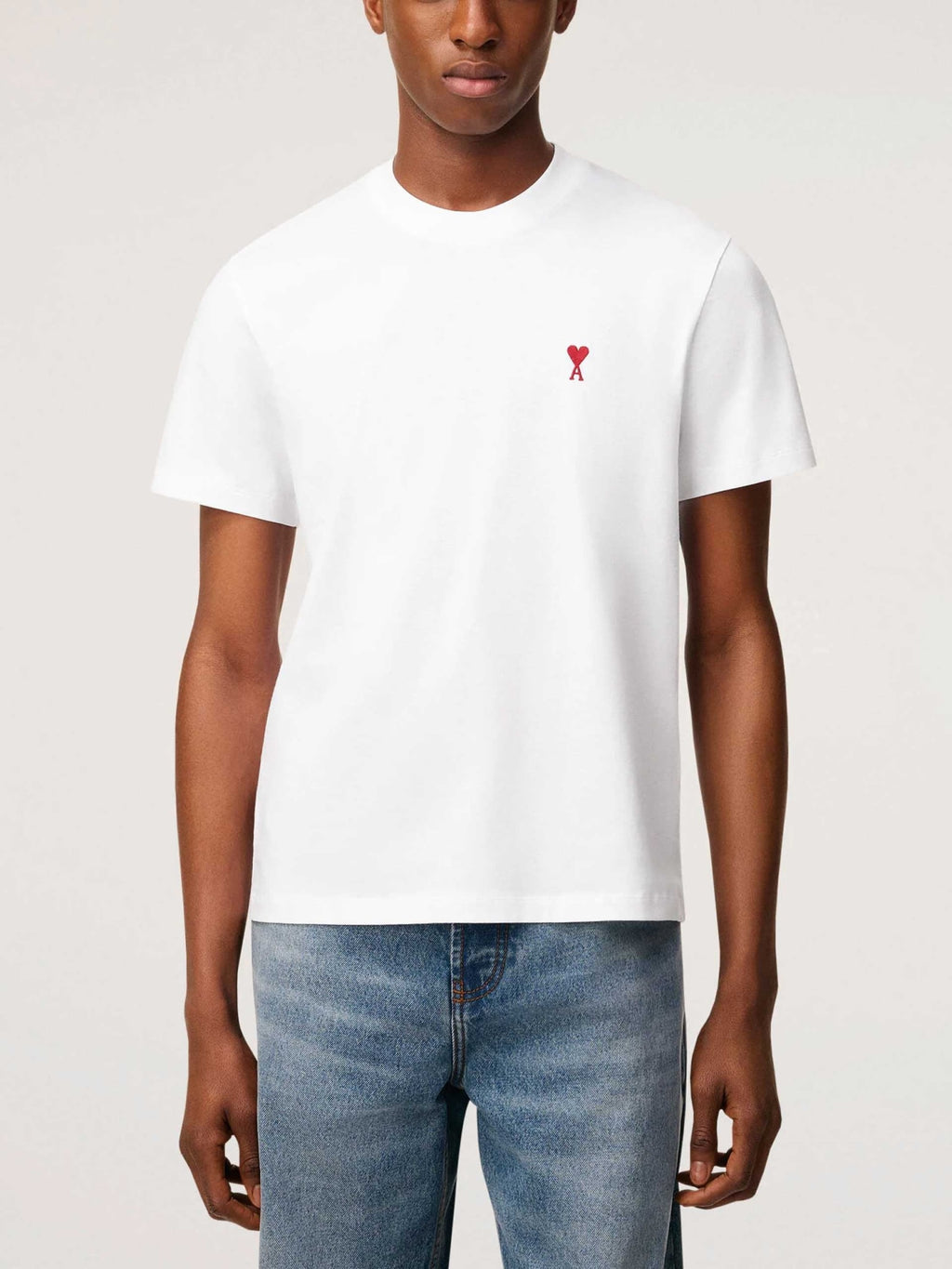 AMI PARIS WHITE T-SHIRT RED LOGO