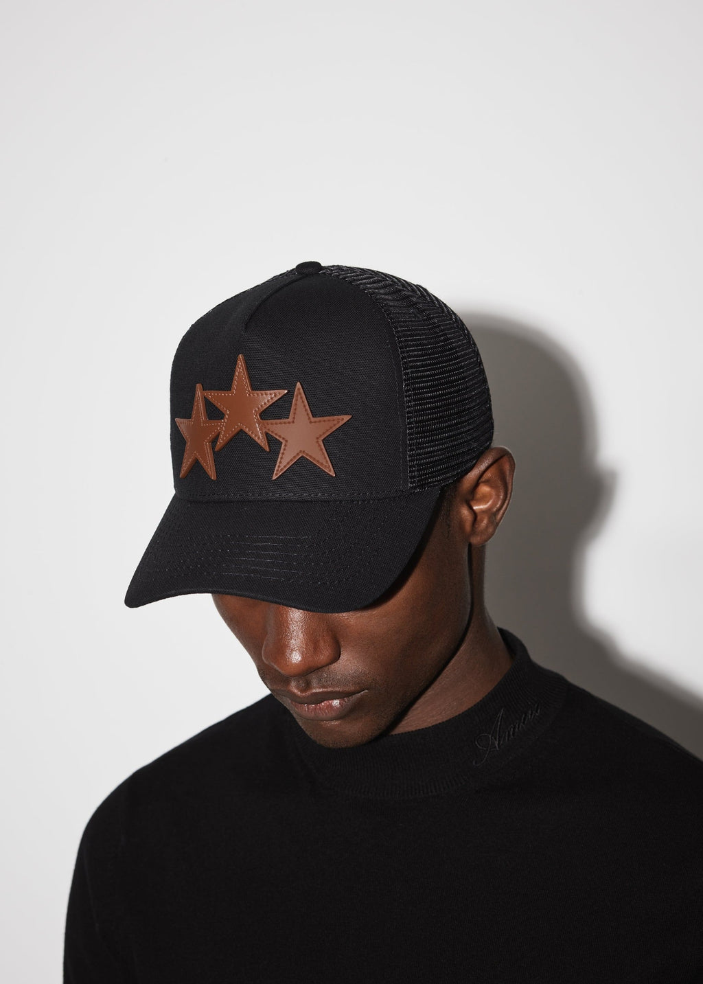 AMIRI 3 STAR TRUCKER HAT BROWN BLACK