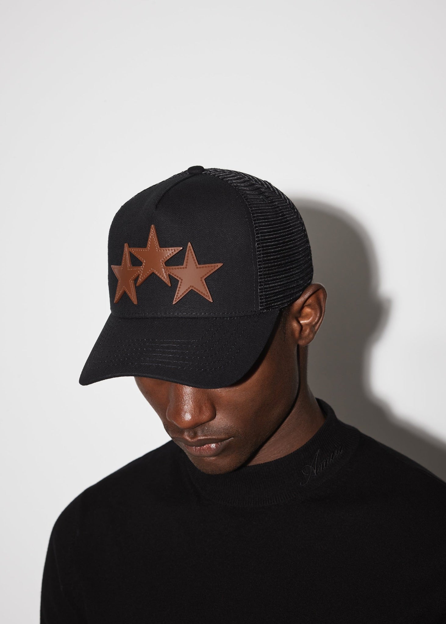 AMIRI 3 STAR TRUCKER HAT BROWN BLACK