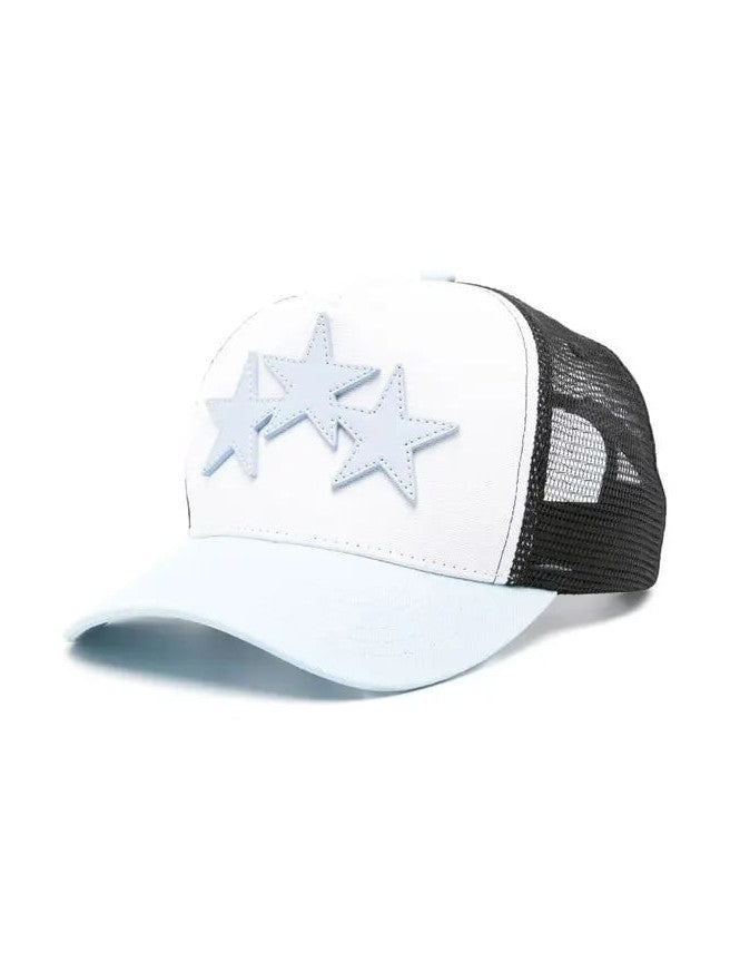 AMIRI 3 STAR TRUCKER HAT WHITE BABY BLUE