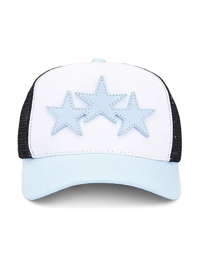 AMIRI 3 STAR TRUCKER HAT WHITE BABY BLUE