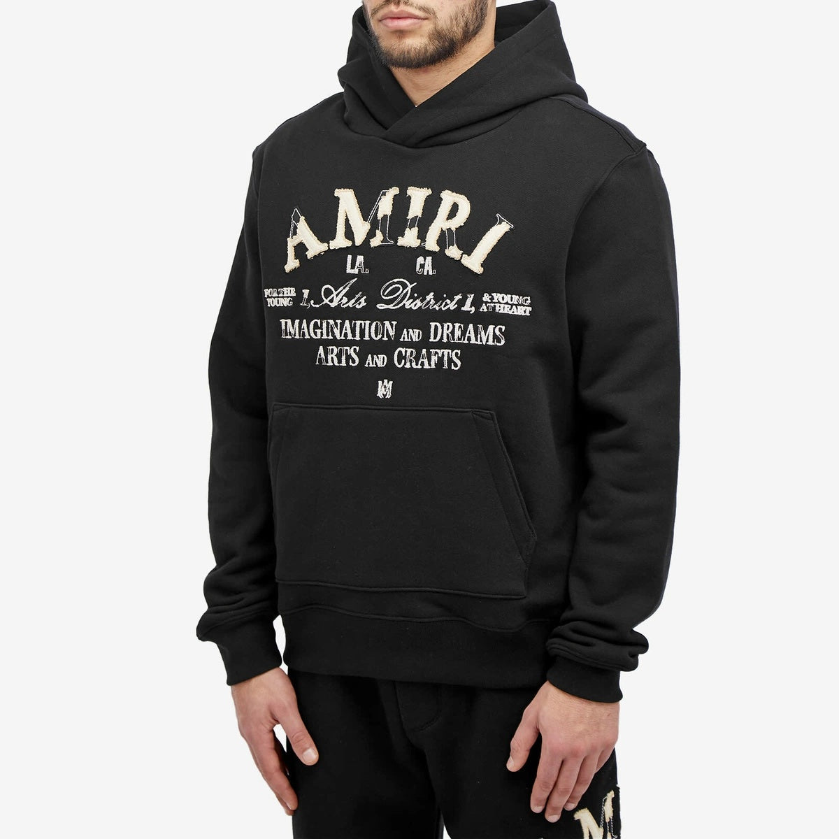 AMIRI ART DISTRICT HOODIE BLACK DISTRESSED