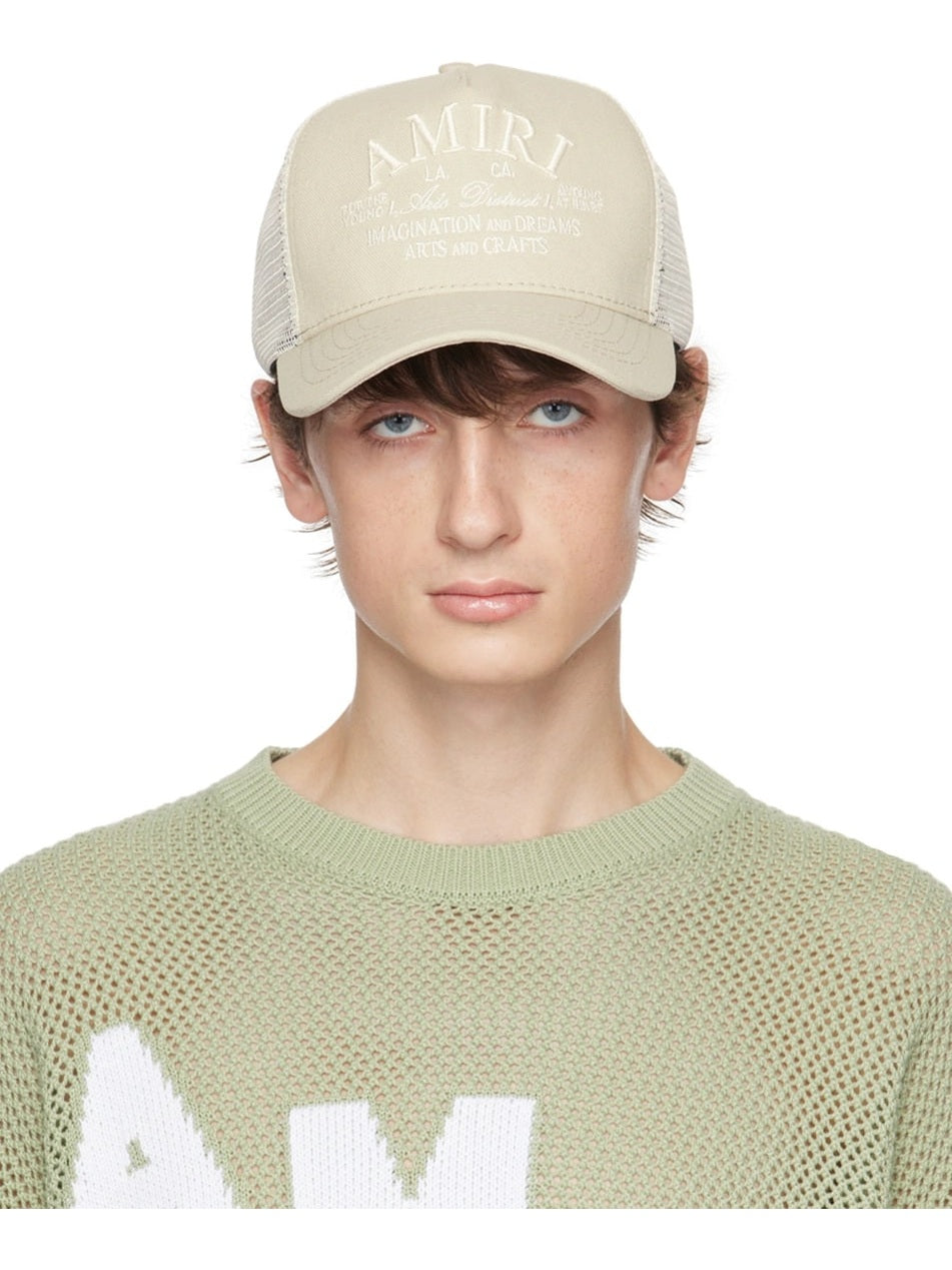 AMIRI ARTS DISTRICT TRUCKER HAT STONE GREY