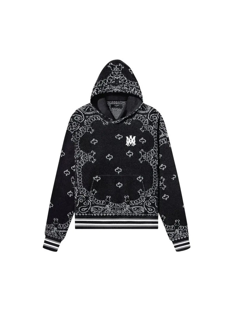 AMIRI BANDANA KNIT HOODIE BLACK
