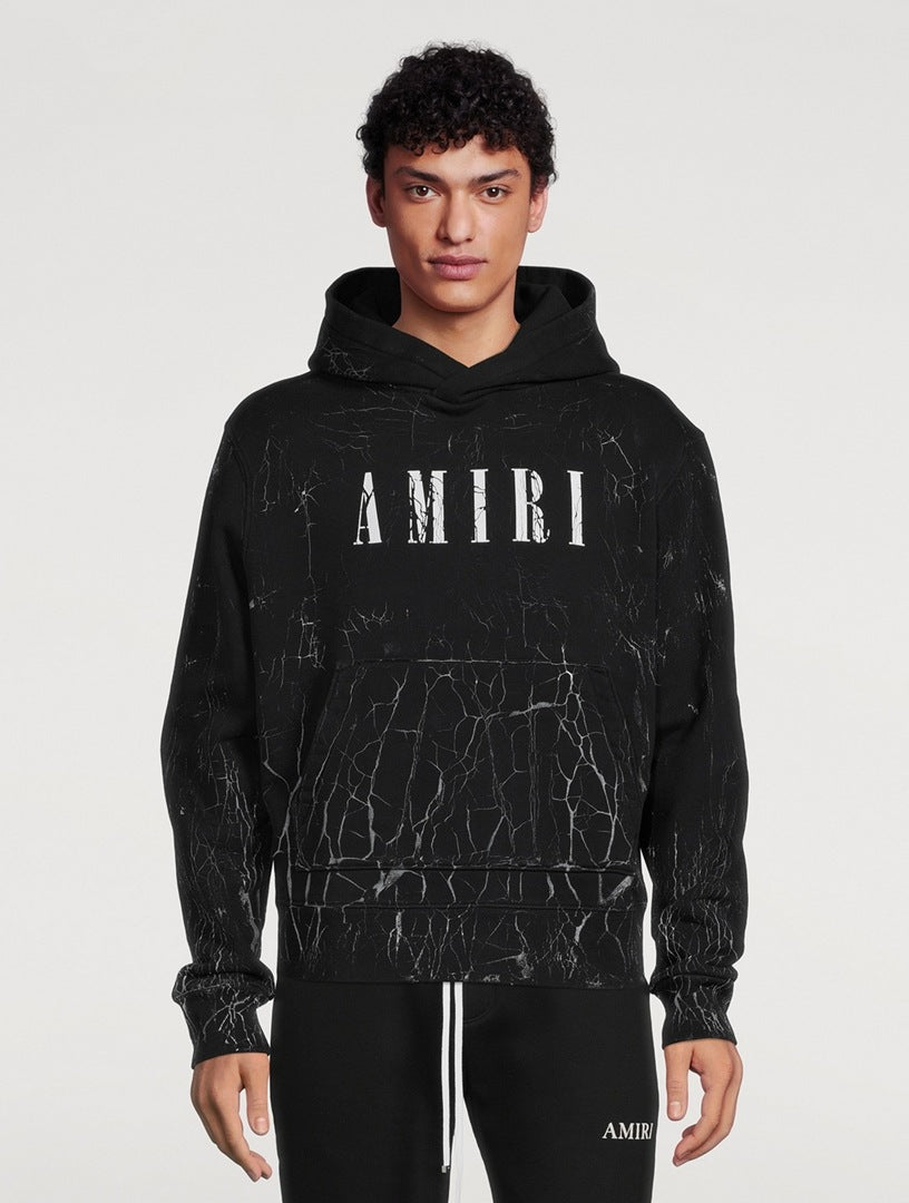 AMIRI BLACK CRACKED CORE LOGO HOODIE