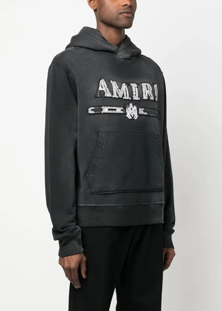 AMIRI BLACK MA BAR LOGO PATCH HOODIE