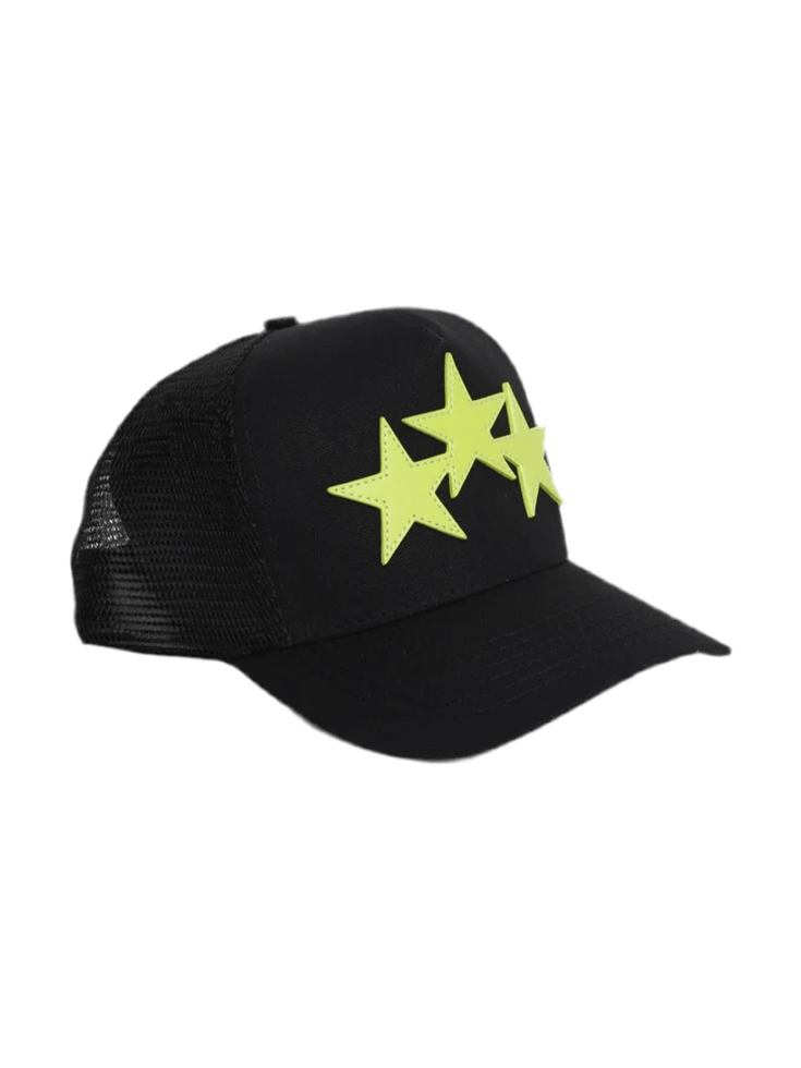 AMIRI BLACK & YELLOW TRIPLE STAR TRUCKER HAT