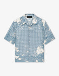 AMIRI BLEACH BANDANA BOWLING SHIRT BLUE