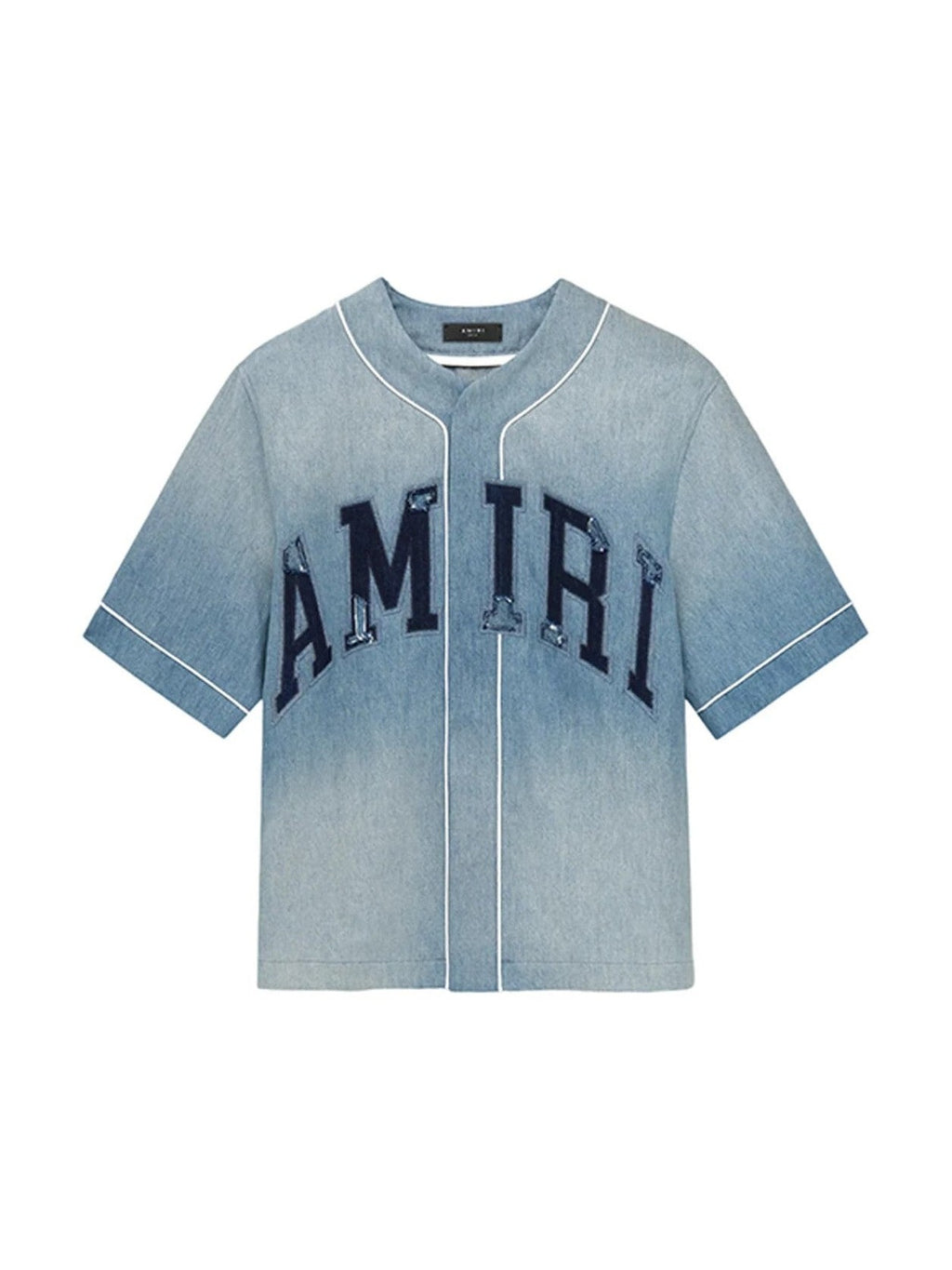 AMIRI BLUE SUNFADED BASEBALL DENIM SHIRT
