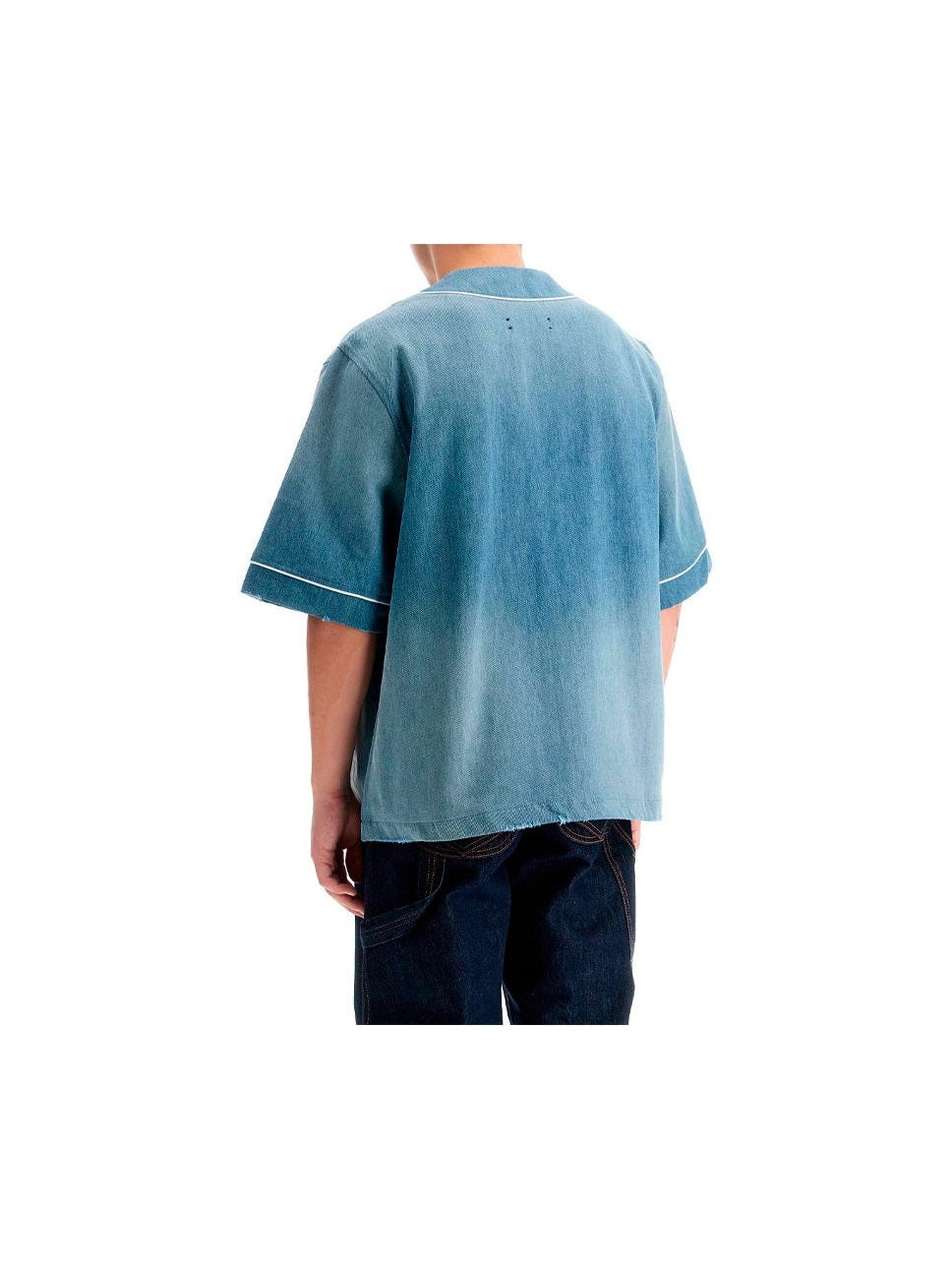 AMIRI BLUE SUNFADED BASEBALL DENIM SHIRT AMIRI The Hype Company