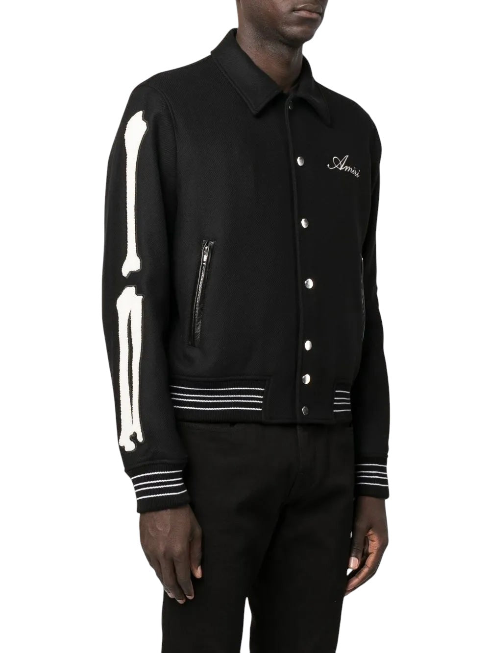 AMIRI BONES VARSITY BLACK JACKET