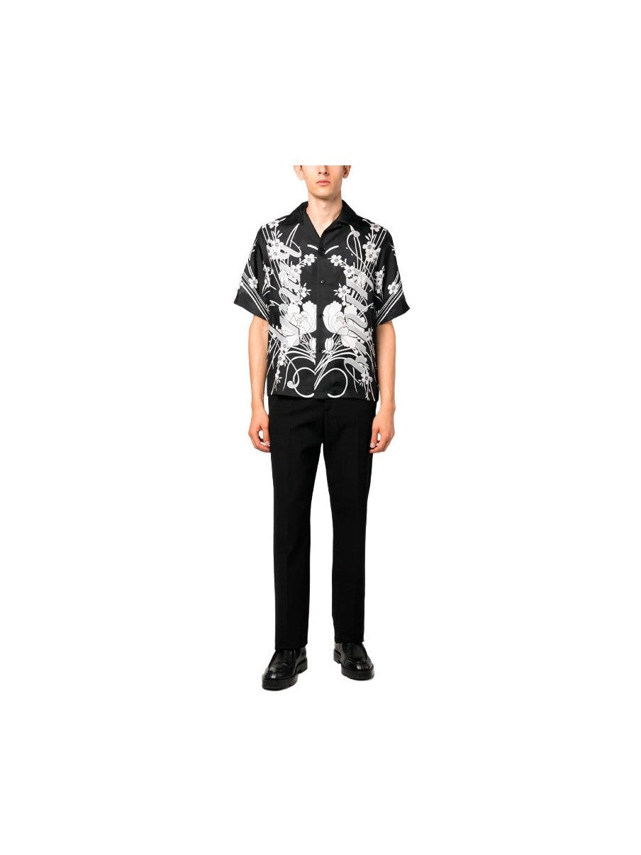 AMIRI BOWLING FLORAL PRINT SILK SHIRT BLACK AMIRI The Hype Company