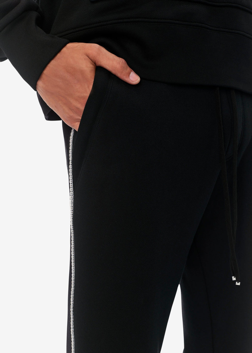 AMIRI CHERUB LOGO CRYSTAL SWEATPANTS BLACK