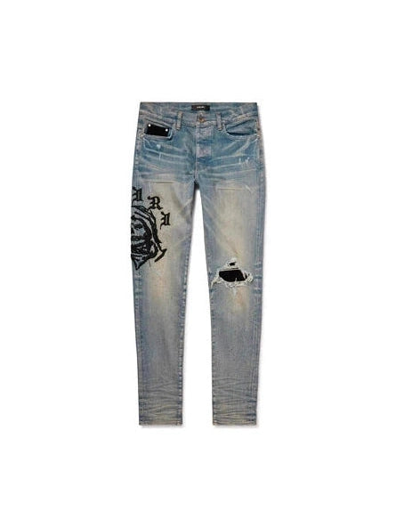 AMIRI CLAY INDIGO WES LANG EMBROIDERED JEANS AMIRI The Hype Company