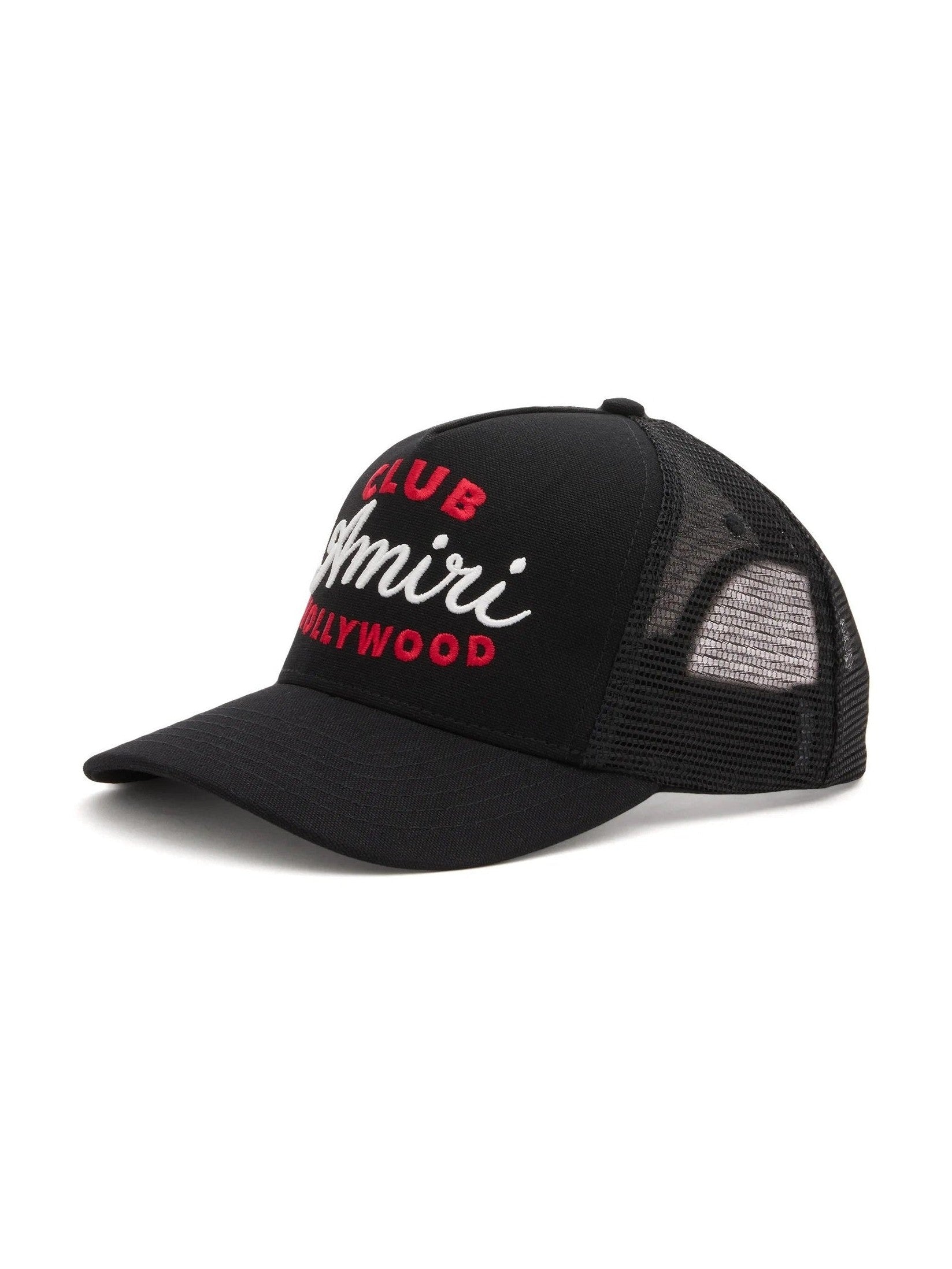 AMIRI CLUB HOLLYWOOD TRUCKER HAT BLACK RED