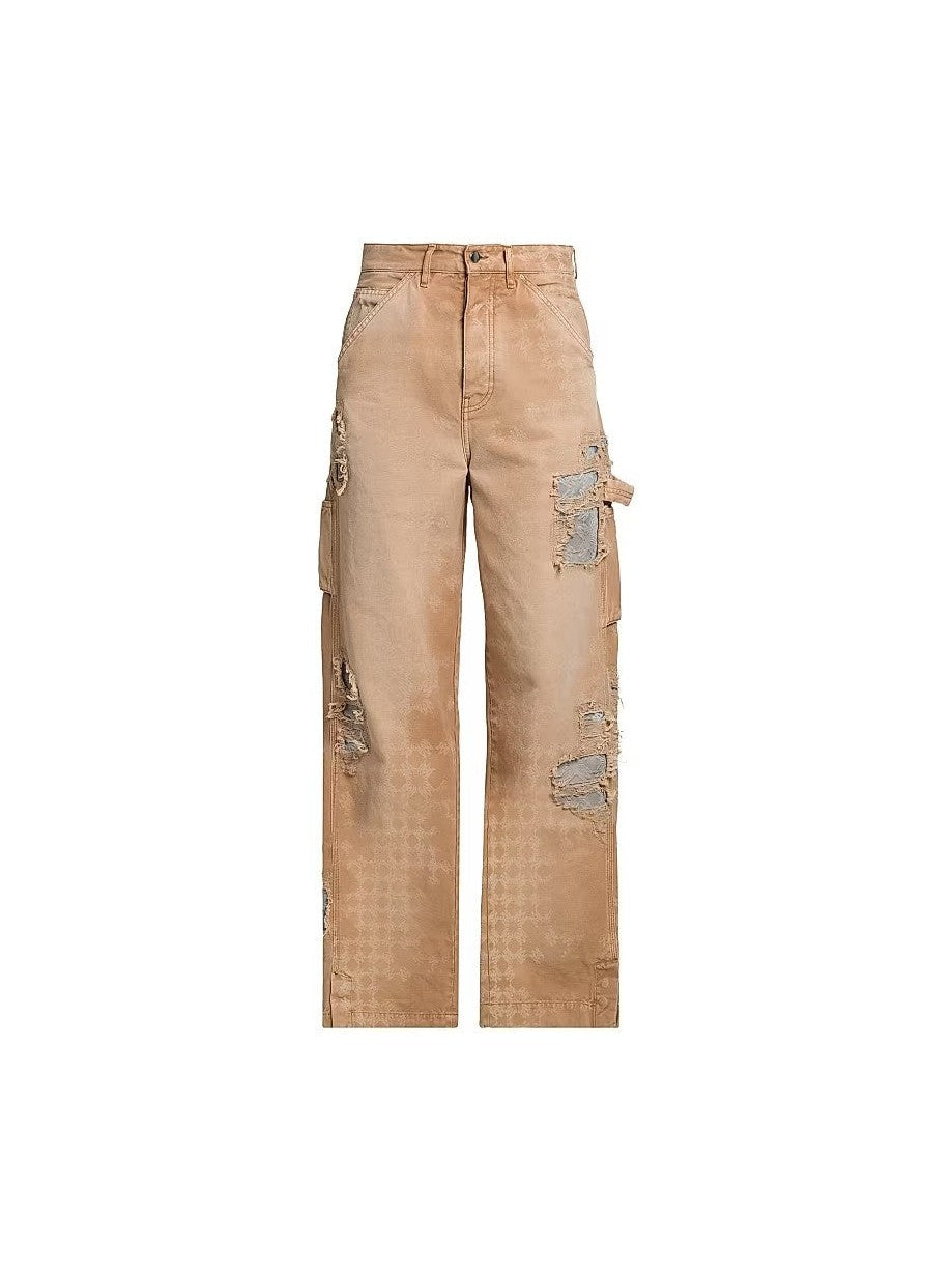 AMIRI DENIM REPAIR DISTRESSED WORK BEIGE DENIM