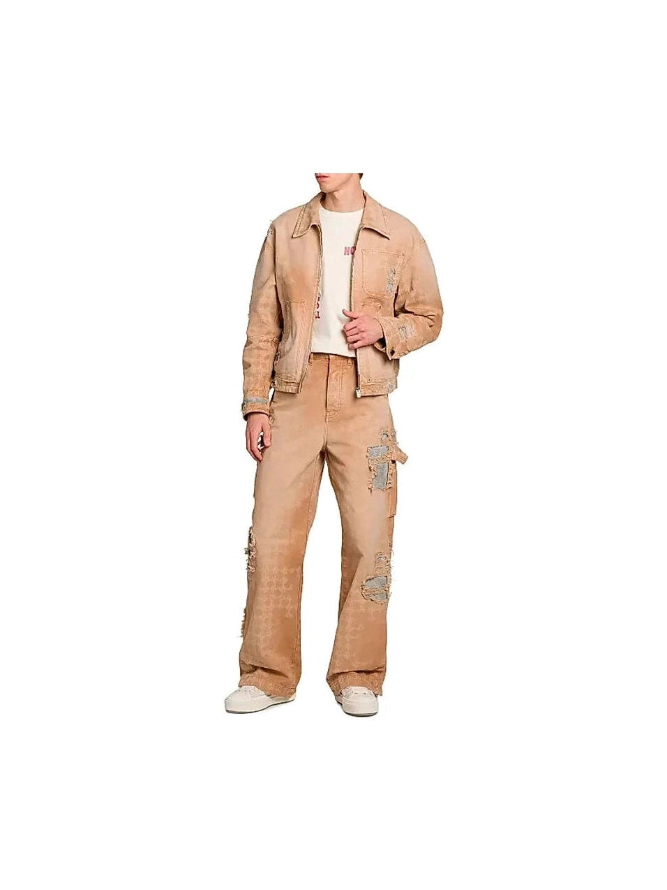 AMIRI DENIM REPAIR DISTRESSED WORK BEIGE DENIM AMIRI The Hype Company