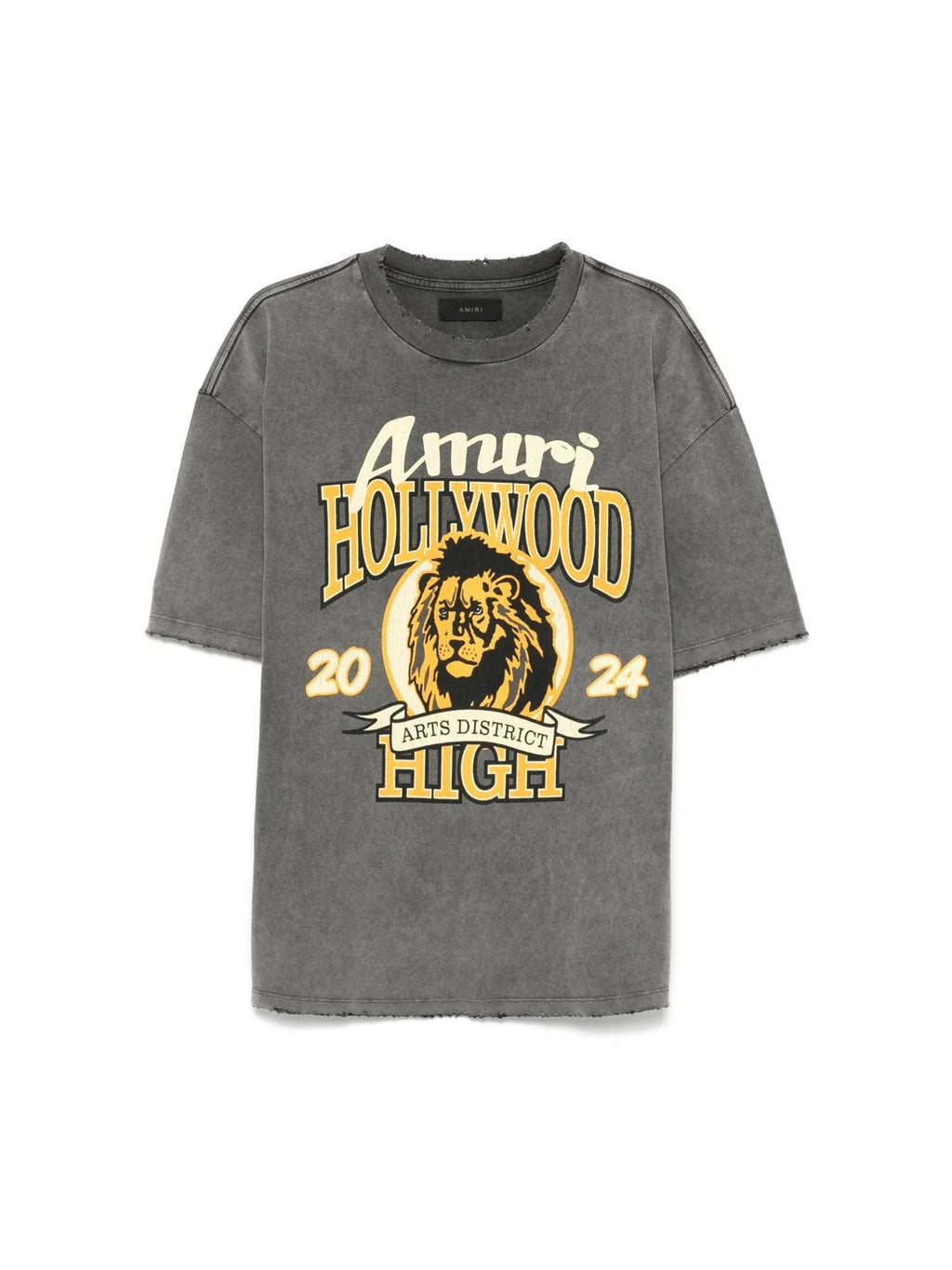 AMIRI HIGH LION DISTRESSED T-SHIRT WASHED GREY