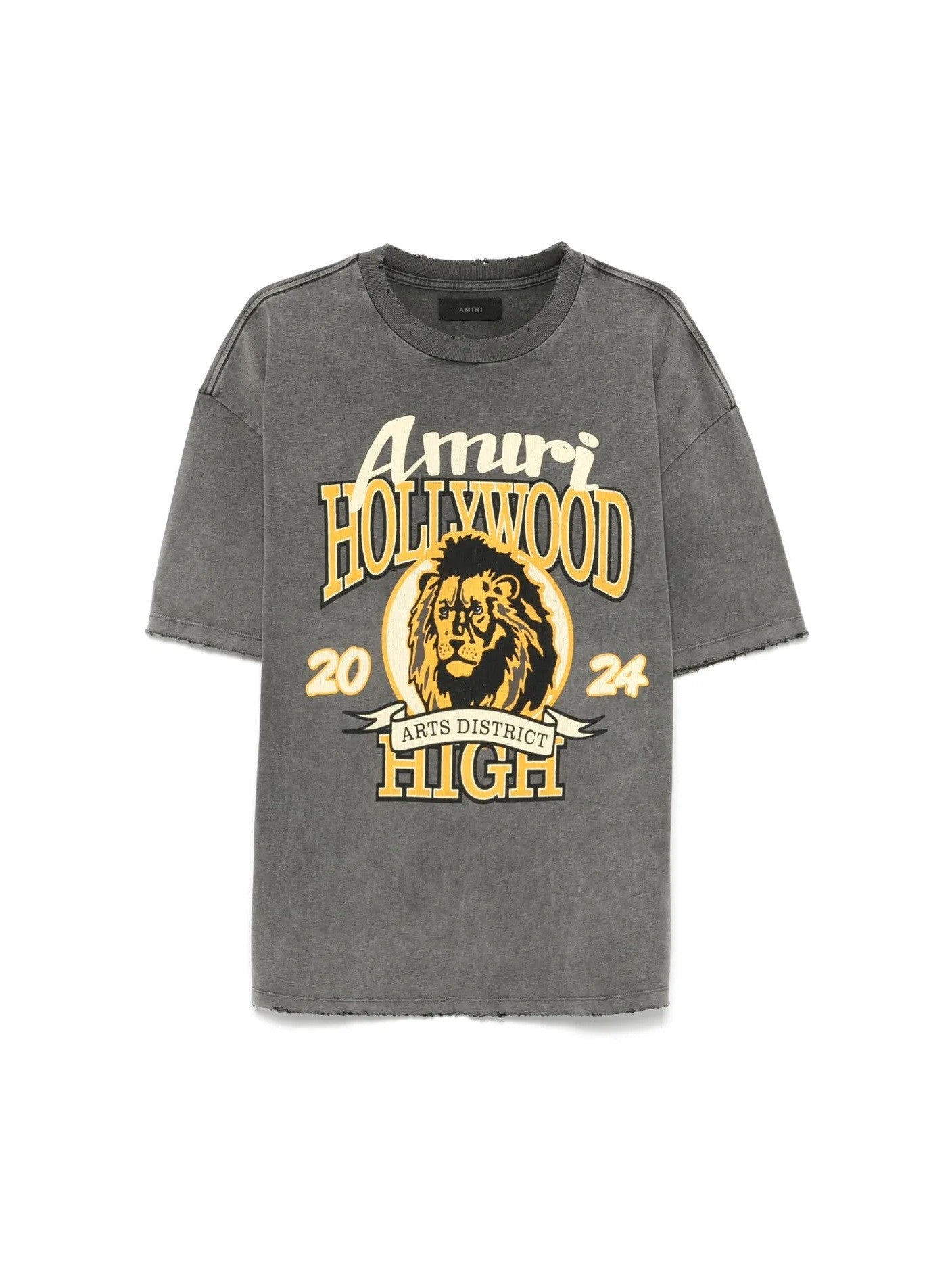 AMIRI HIGH LION DISTRESSED T-SHIRT WASHED GREY