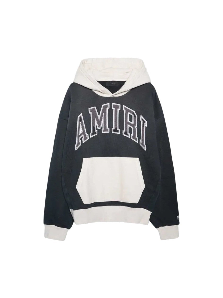AMIRI LOGO COLORBLOCK HOODIE GREY CREAM