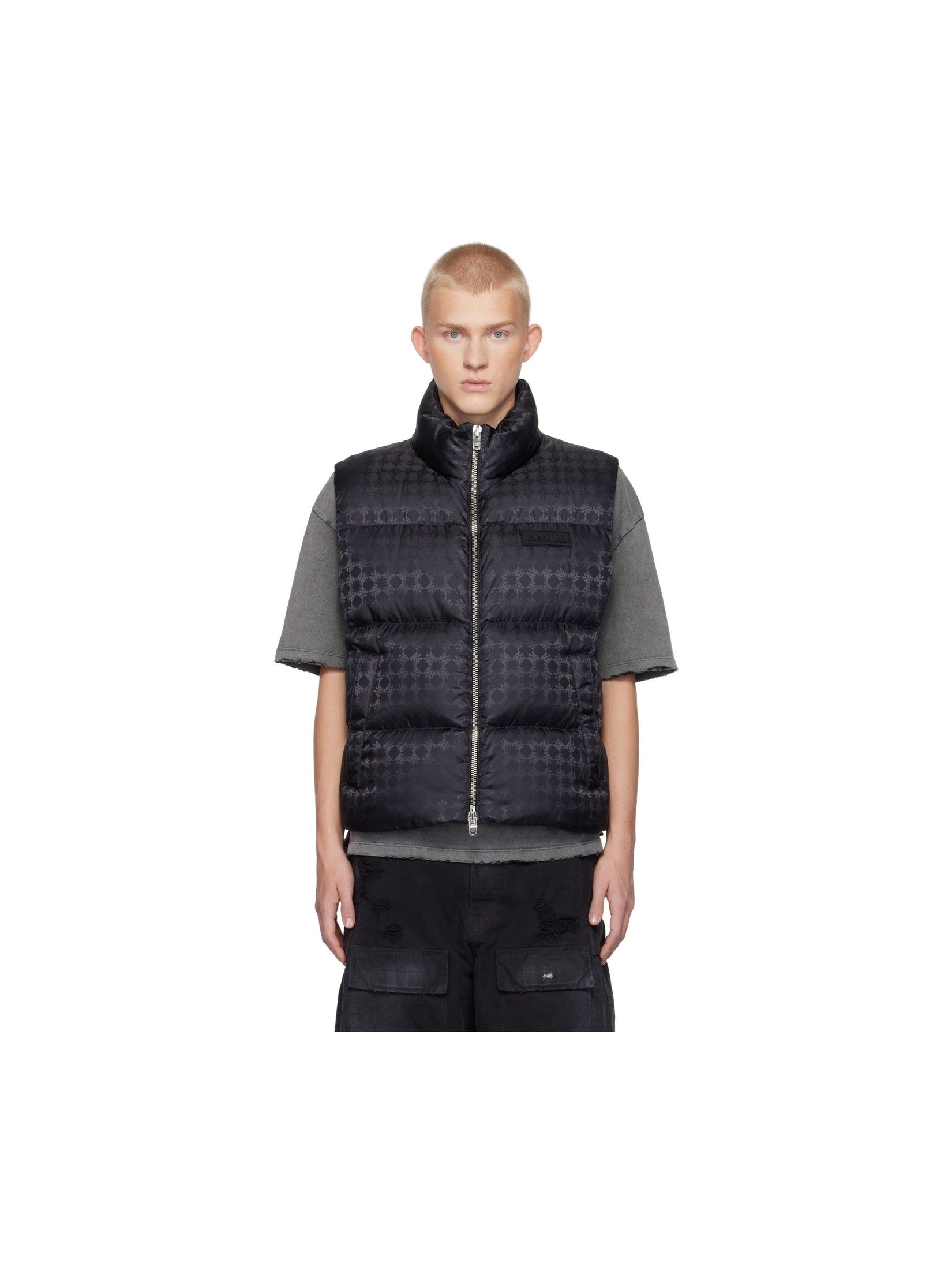 AMIRI MA QUAD JACQUARD CAMP LOGO BLACK VEST