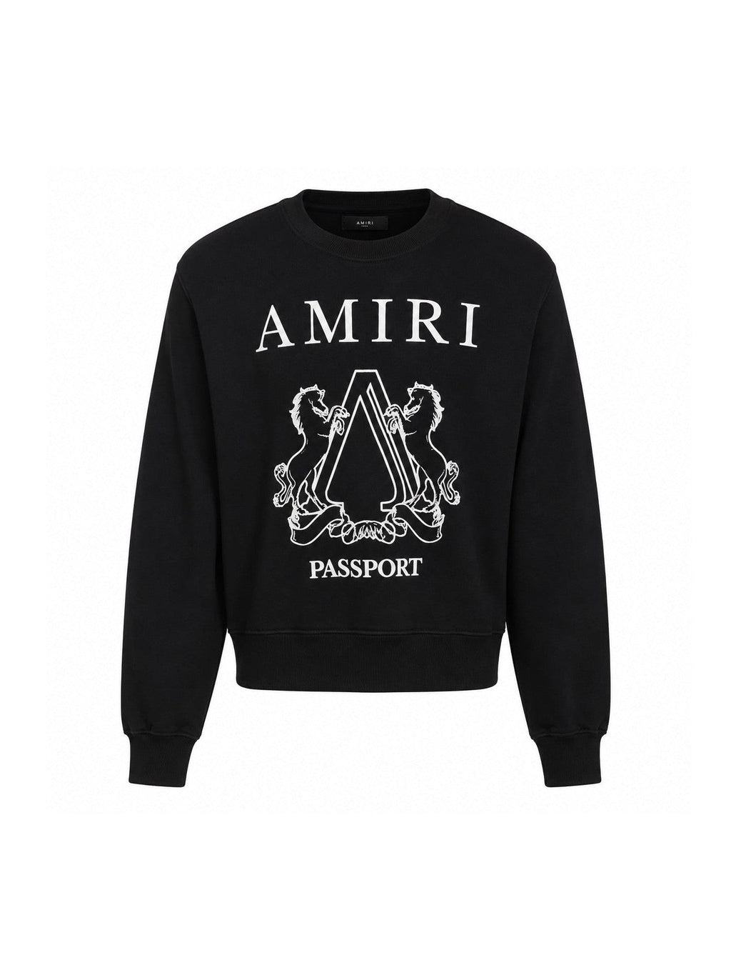 AMIRI PASSPORT EMBROIDERED CREWNECK BLACK