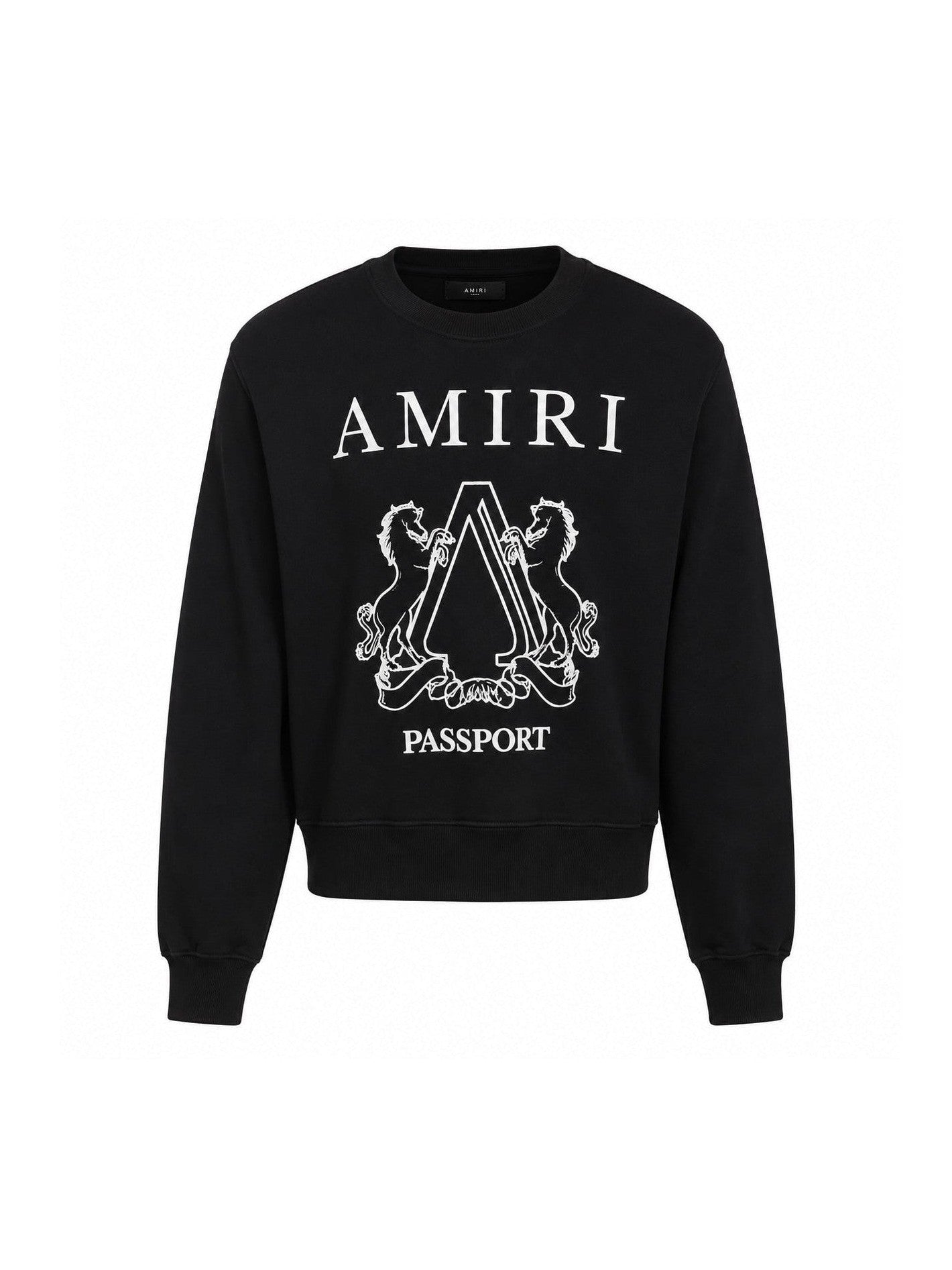 AMIRI PASSPORT EMBROIDERED CREWNECK BLACK