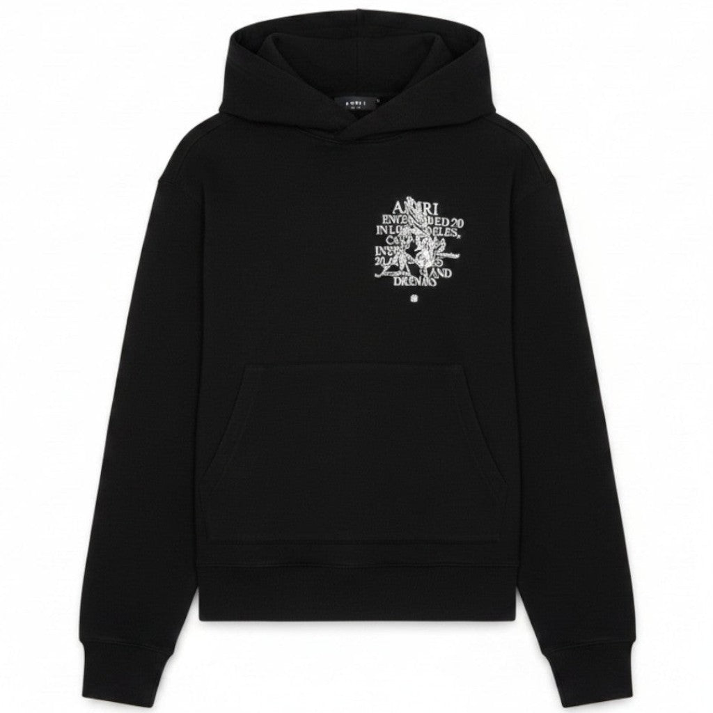 Sudadera negra con capucha AMIRI Precious Memories de The Hype Company con gráfico blanco en el pecho
