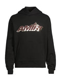 AMIRI STAGGERED LOGO BLACK MAROON HOODIE