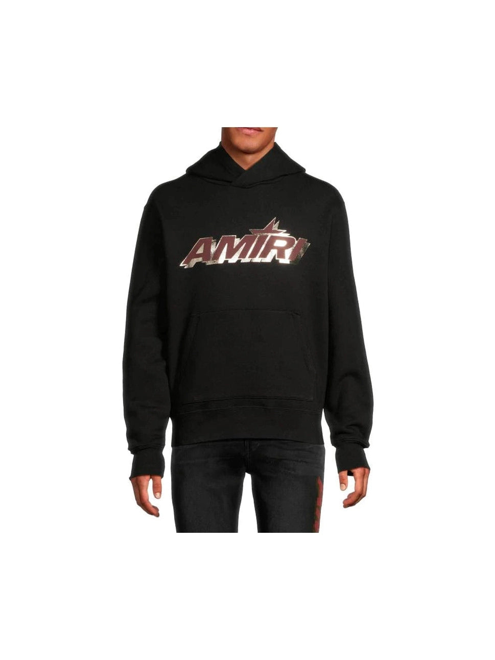 AMIRI STAGGERED LOGO BLACK MAROON HOODIE AMIRI The Hype Company