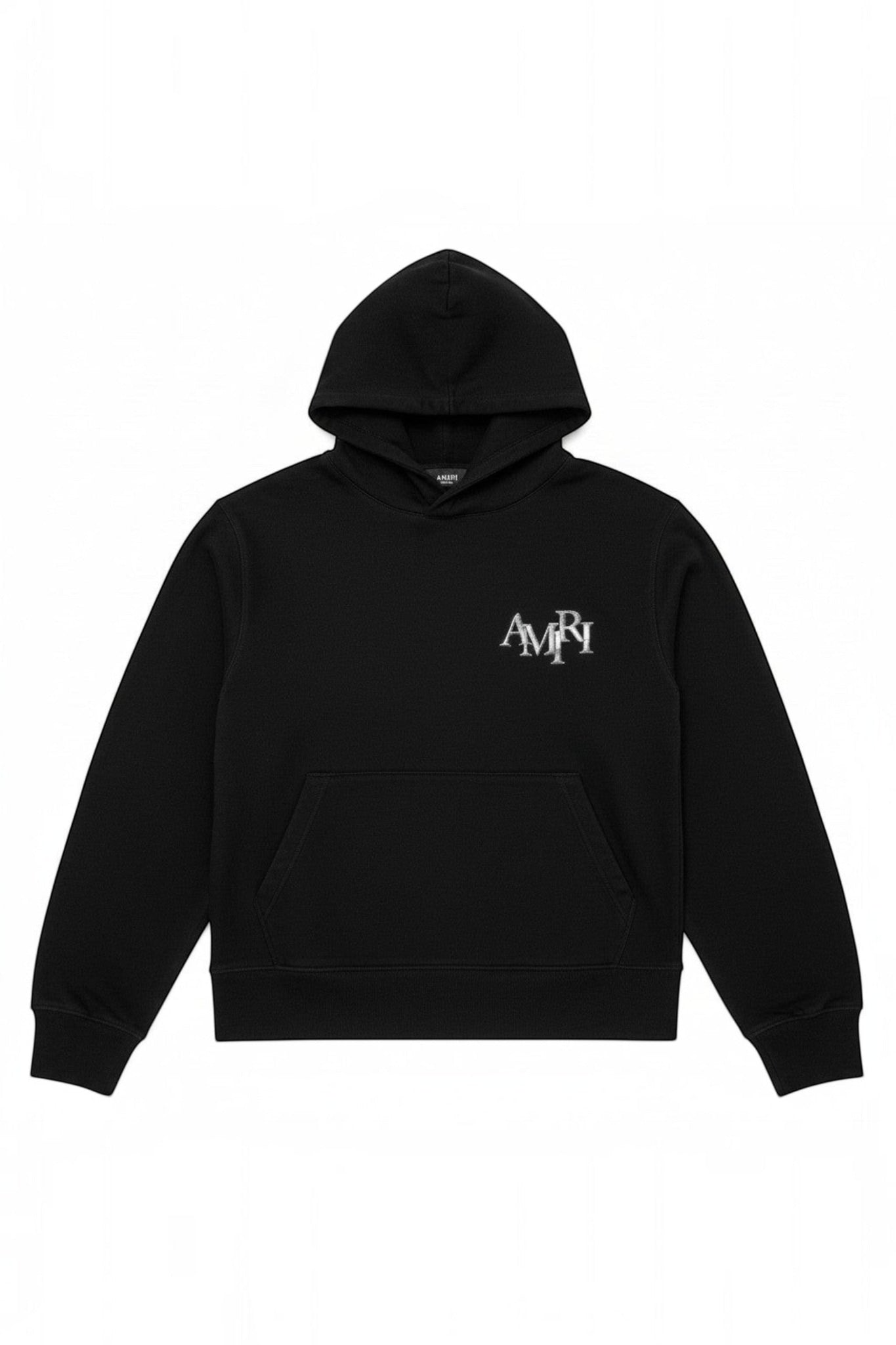 AMIRI STAGGERED METALLIC LOGO HOODIE BLACK