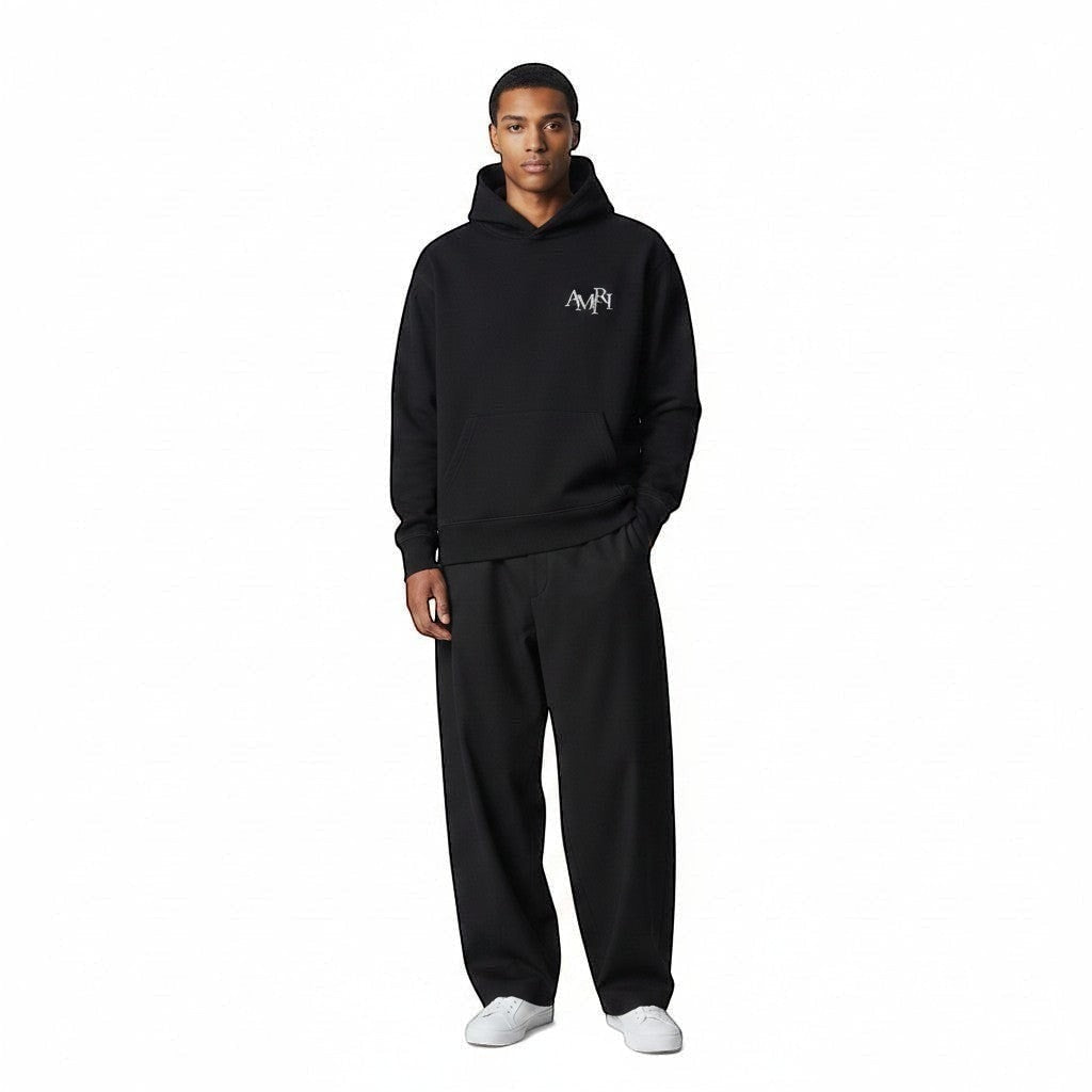AMIRI STAGGERED METALLIC LOGO HOODIE BLACK