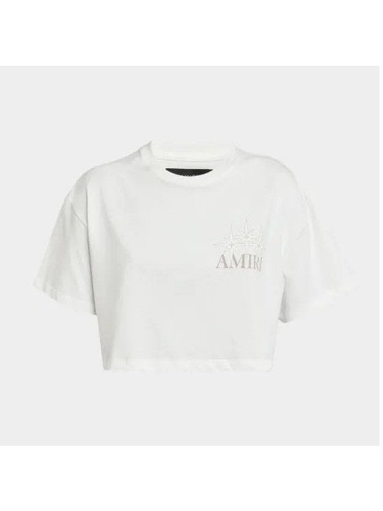 AMIRI STARBURST CROPPED T-SHIRT IVORY