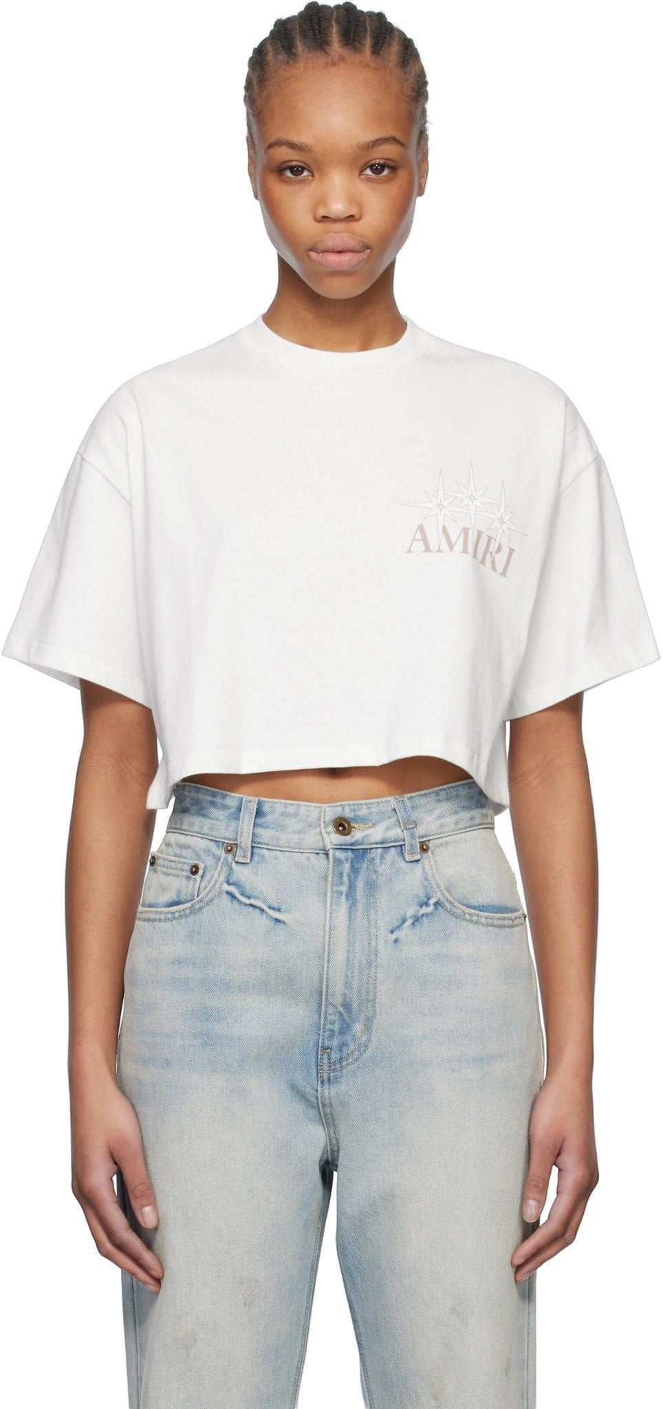 AMIRI STARBURST CROPPED T-SHIRT IVORY