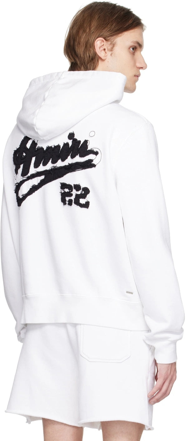 AMIRI WHITE 22 DISTRESSED HOODIE