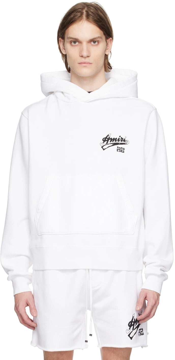 AMIRI WHITE 22 DISTRESSED HOODIE