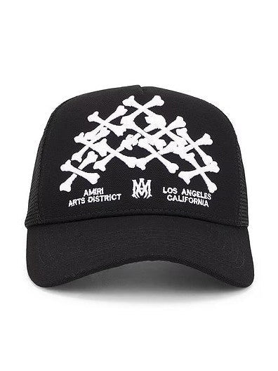 AMIRI WHITE BONES TRUCKER HAT BLACK