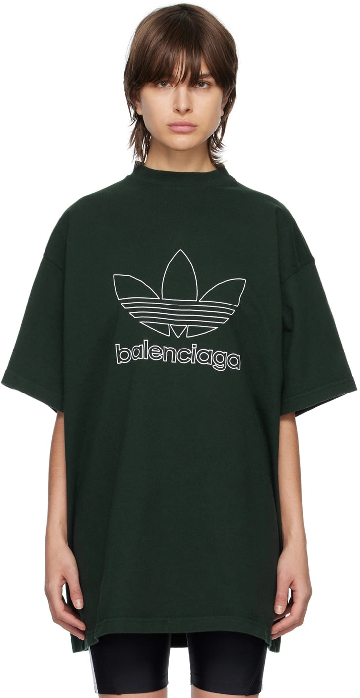 BALENCIAGA ADIDAS GREEN OVERSIZED T-SHIRT