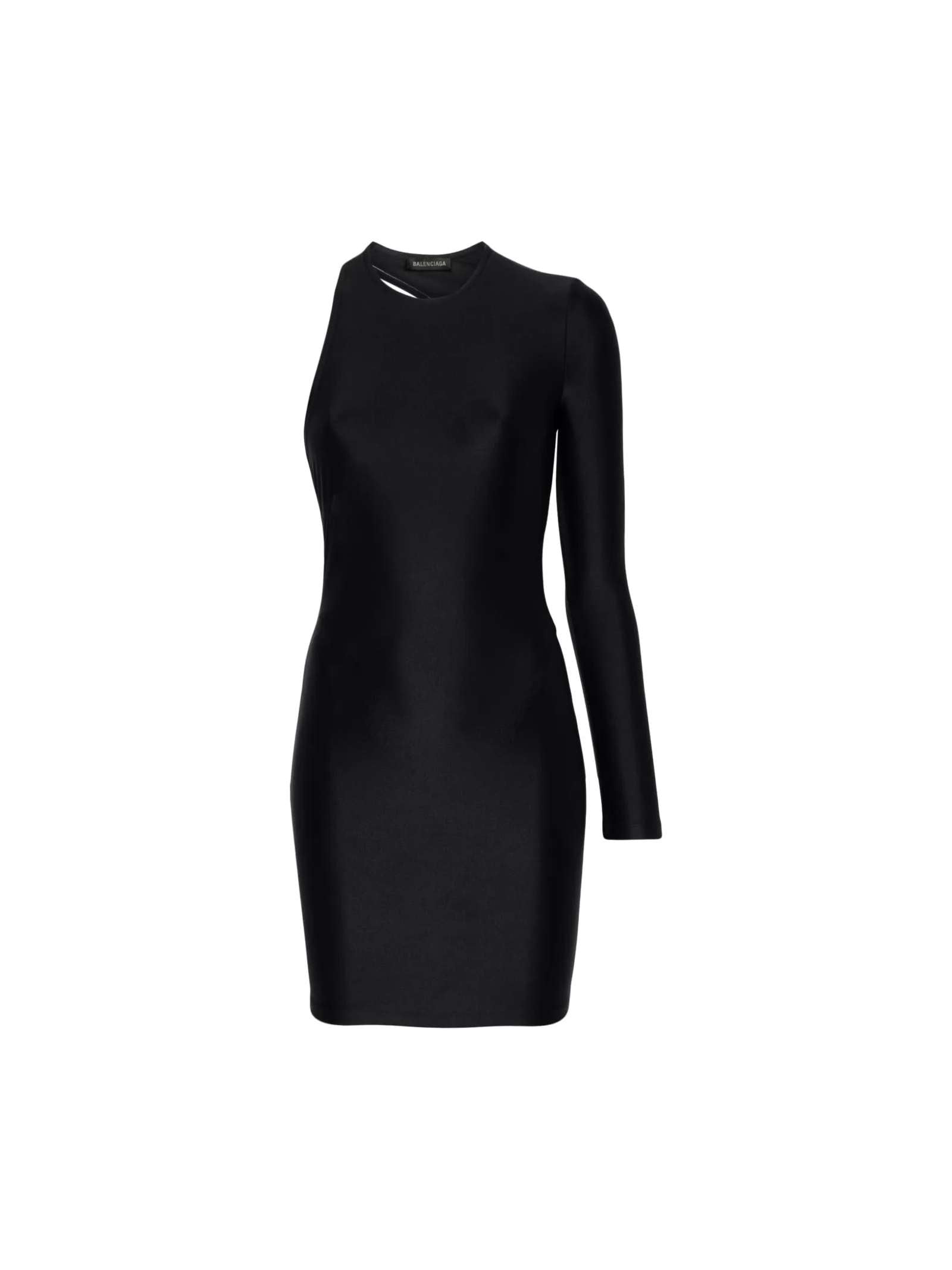 BALENCIAGA ASYMMETRIC MINI DRESS BLACK WOMENS