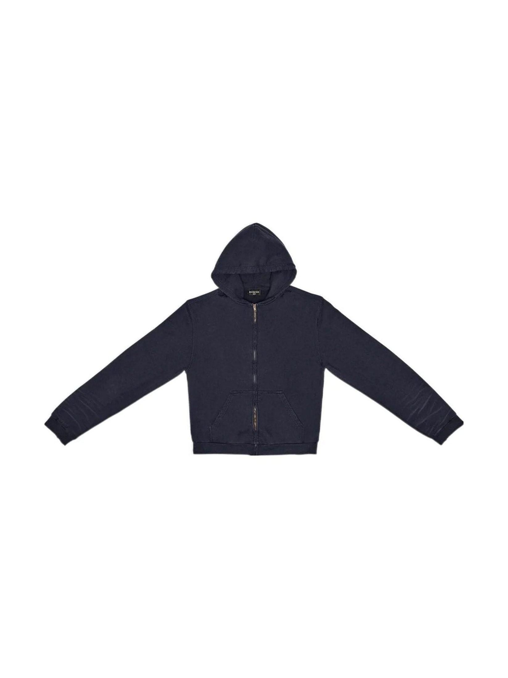 BALENCIAGA BAL TAB MOLLETON ZIP UP BLACK