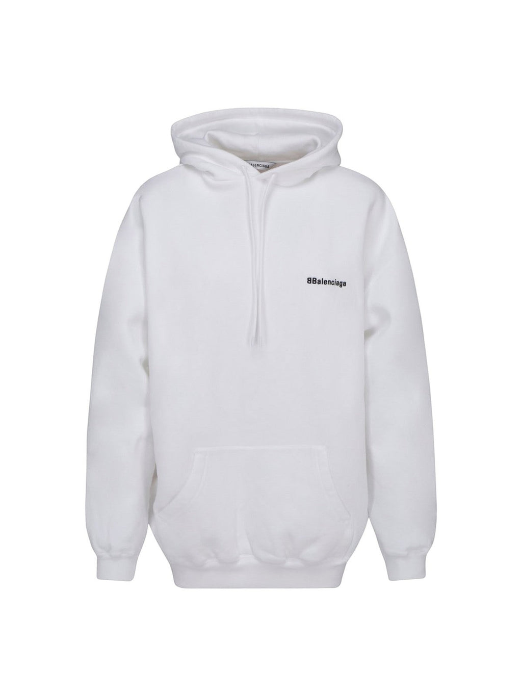 BALENCIAGA BB EMBROIDERED MINI LOGO WHITE HOODIE