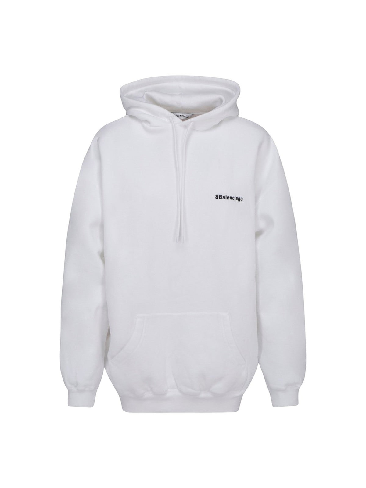 BALENCIAGA BB EMBROIDERED MINI LOGO WHITE HOODIE