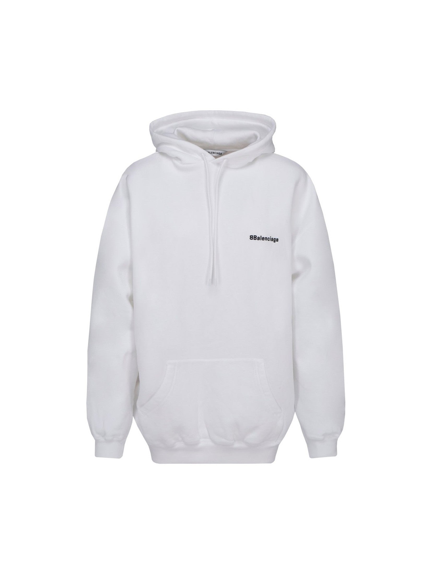 BALENCIAGA BB EMBROIDERED MINI LOGO WHITE HOODIE